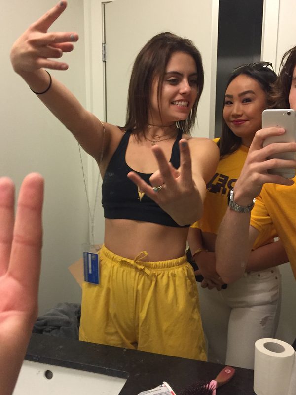 today was the first asu game and i also snuck into a textiles class and weaved some yarn or something